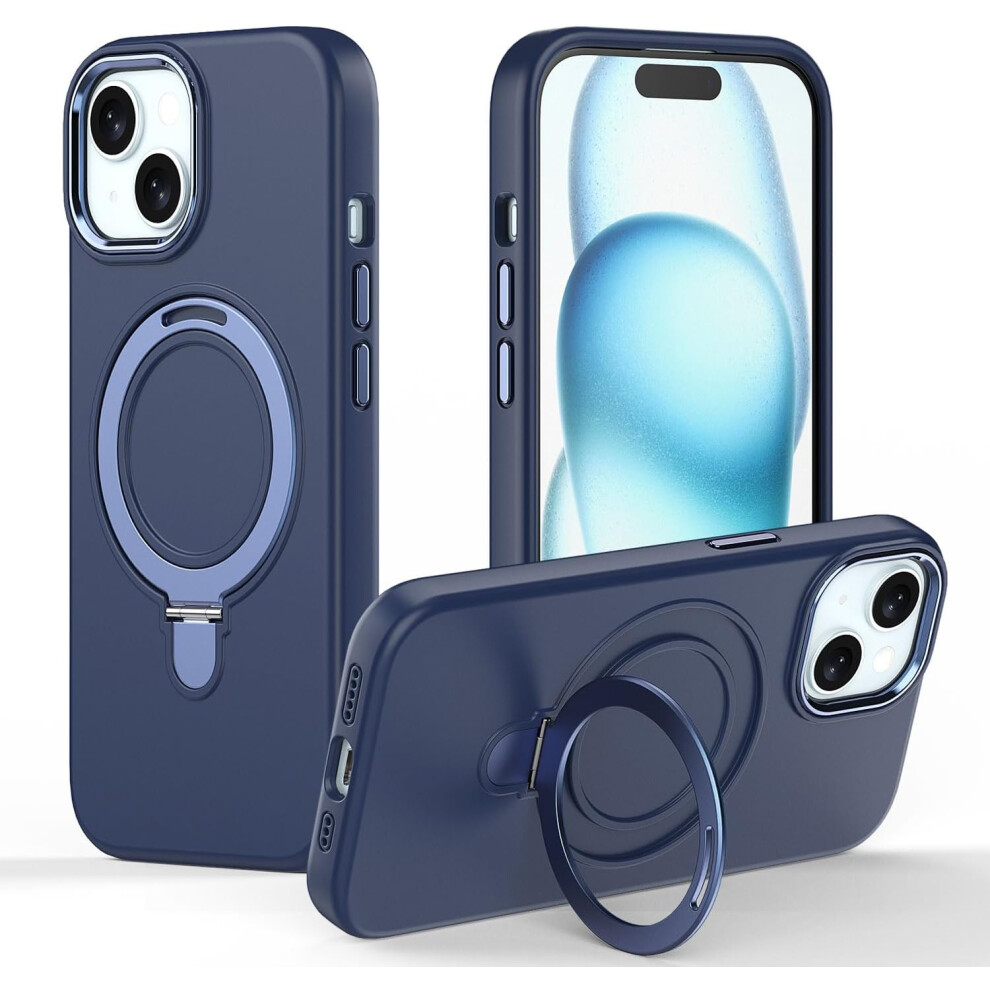 Premium Liquid Silicone Shockproof Anti-Scratch Magnetic Kickstand Case, Soft Microfibre Lining, Compatible with MagSafe Case for iPhone 15 6.1"