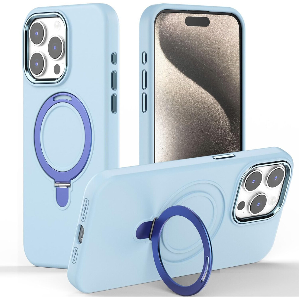 Premium Liquid Silicone Shockproof Anti-Scratch Magnetic Kickstand Case, Soft Microfibre Lining, Compatible with MagSafe Case for iPhone 15 Pro 6.1"