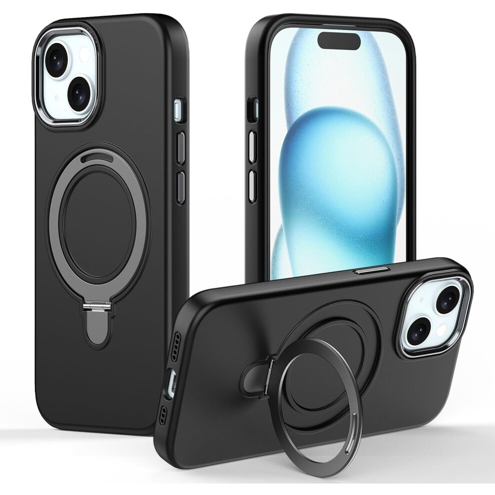 Premium Liquid Silicone Shockproof Anti-Scratch Magnetic Kickstand Case, Soft Microfibre Lining, Compatible With Magsafe Case For Iphone 15 Plus 5056284477859