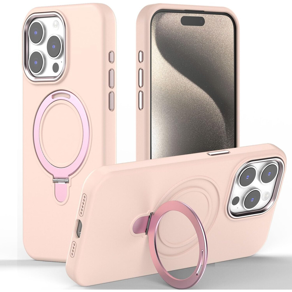 Techgear Premium Liquid Silicone Shockproof Anti-Scratch Magnetic Kickstand Case, Soft Microfibre Lining, Compatible With Magsafe Case For Iphone 15 Pro 6.1"