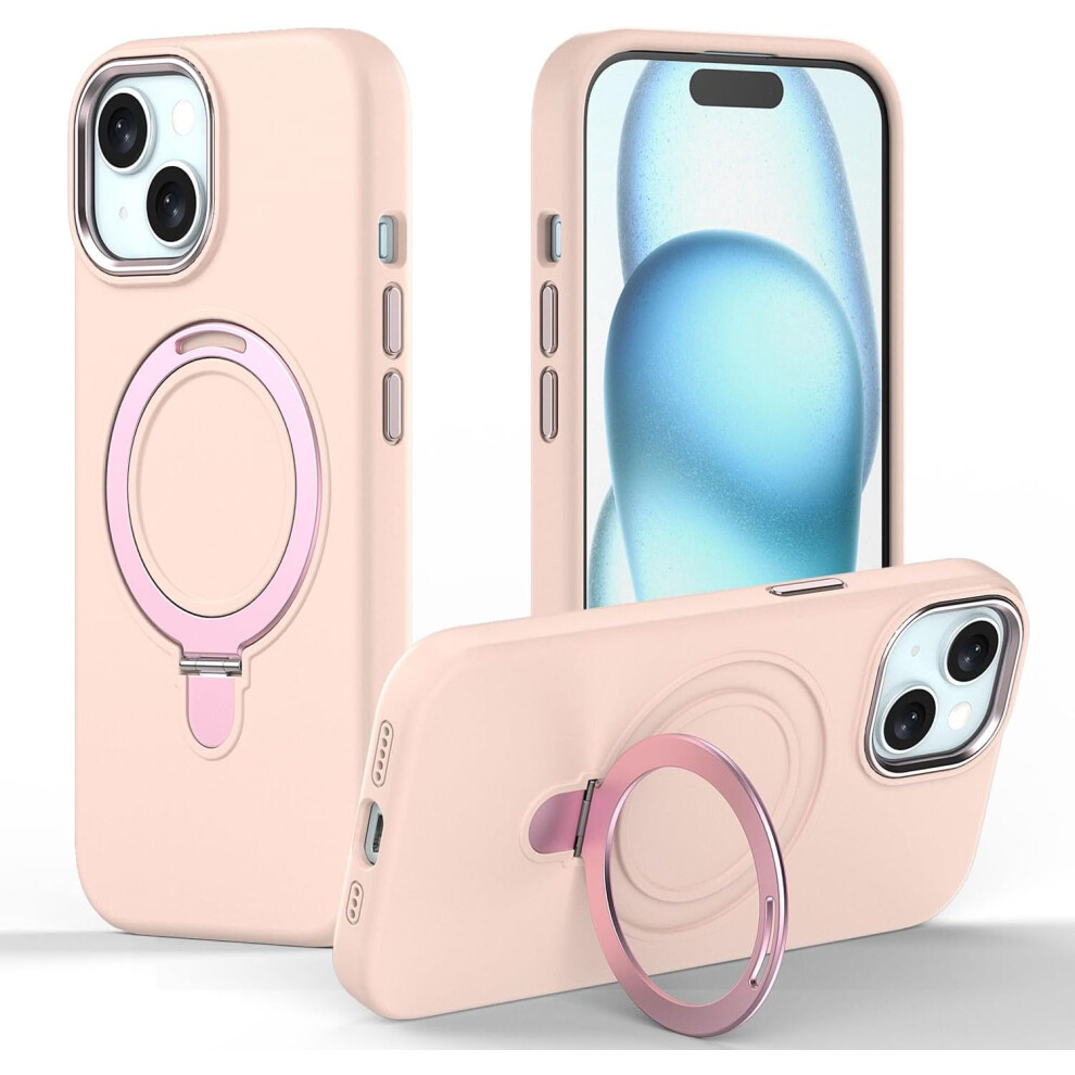 Premium Liquid Silicone Shockproof Anti-Scratch Magnetic Kickstand Case, Soft Microfibre Lining, Compatible With Magsafe Case For Iphone 15 Plus 5056284477873
