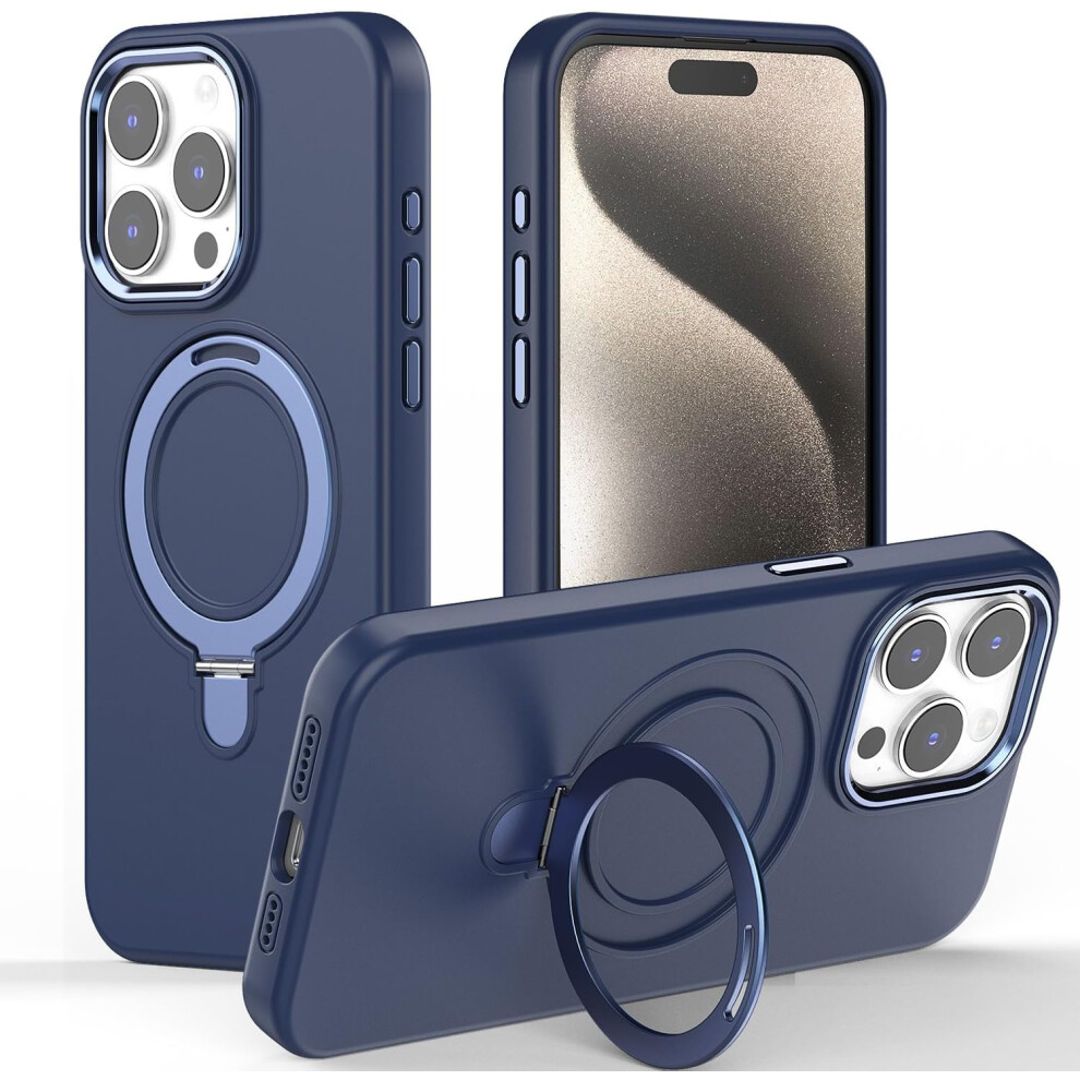 Premium Liquid Silicone Shockproof Anti-Scratch Magnetic Kickstand Case, Soft Microfibre Lining, Compatible with MagSafe Case for iPhone 15 Pro Max