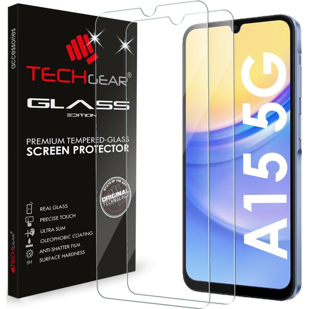 Techgear [2 Pack] Samsung Galaxy A15 5G Tempered Glass Screen Protectors