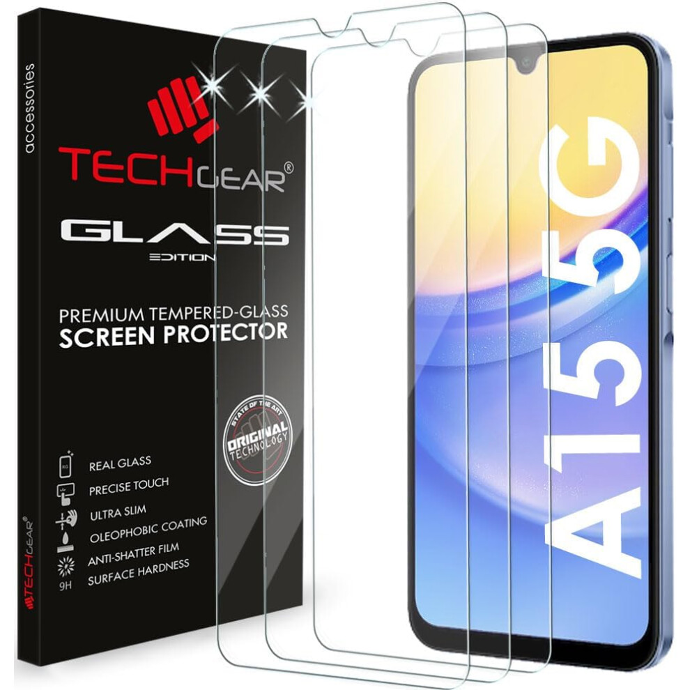Techgear [3 Pack] Samsung Galaxy A15 5G Tempered Glass Screen Protectors
