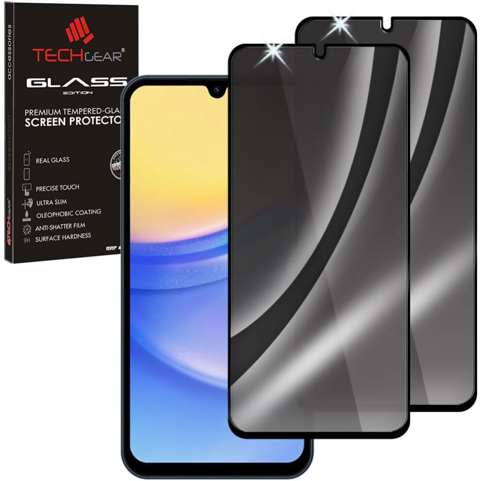 Techgear [2 Pack] Samsung Galaxy A15 5G Anti Spy, Privacy Full Coverage 3D Tempered Glass Screen Protectors