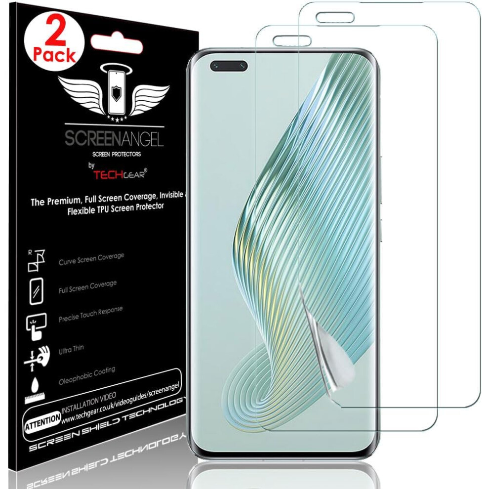 [2 Pack] Screen Protector fits Honor Magic 5 Pro 5G [Screen Angel Edition] [Case Friendly] [Bubble Free] [FULL Screen Coverage] HD Clear TPU Film