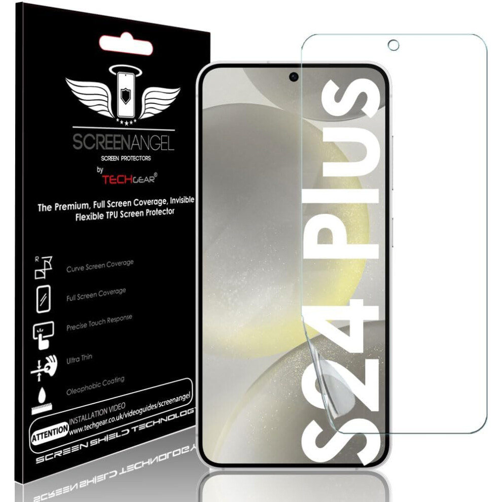 [Screen Angel Edition] Case Friendly Screen Protector [Bubble Free] [FULL Screen Coverage] HD Clear Flexible TPU Film For Samsung Galaxy S24 Plus