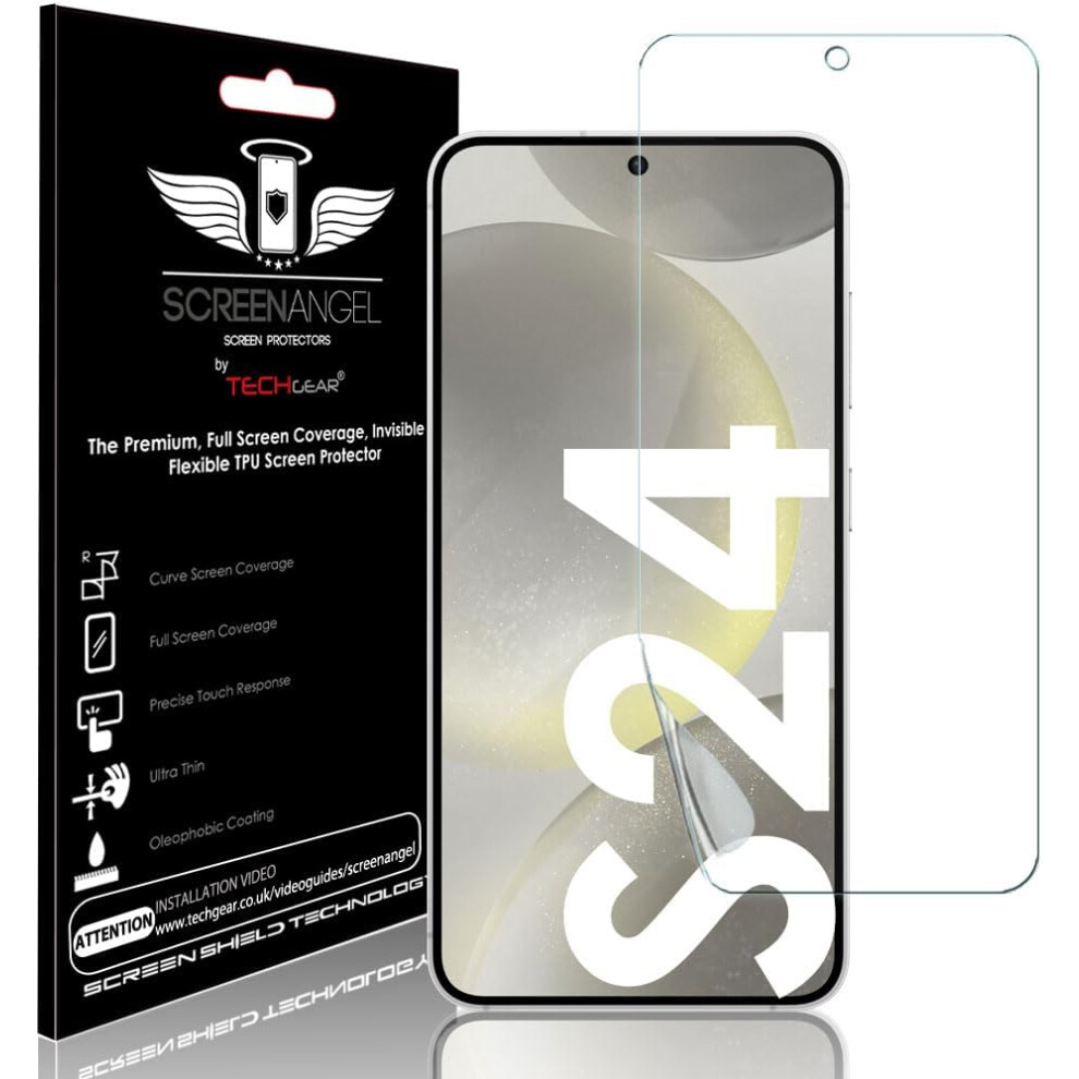 Techgear Screen Angel Edition: Bubble-Free, Case-Friendly Full-Coverage Tpu Screen Protector For Samsung Galaxy S24 5G - Hd Clear, Easy-Fit, Self-Healing