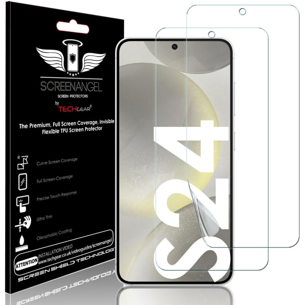 [Screen Angel Edition] Case Friendly Screen Protector [Bubble Free] [FULL Screen Coverage] HD Clear Flexible TPU Film For Samsung Galaxy S24 [3 Pack]