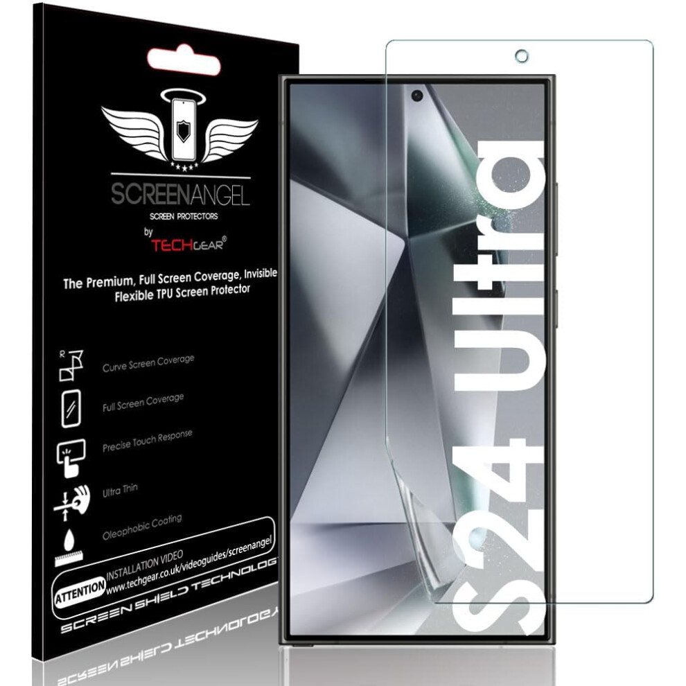 Techgear [Screen Angel Edition] Case Friendly Screen Protector [Bubble Free] [Full Screen Coverage] Hd Clear Flexible Tpu Film For Samsung Galaxy S24 Ultra