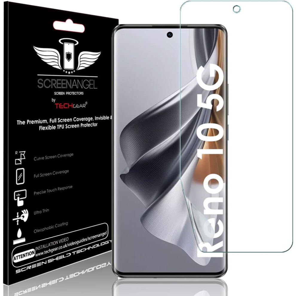 Techgear [Screen Angel Edition] Case Friendly Screen Protector [Bubble Free] [Full Screen Coverage] Hd Clear Flexible Tpu Film For Oppo Reno10 5G