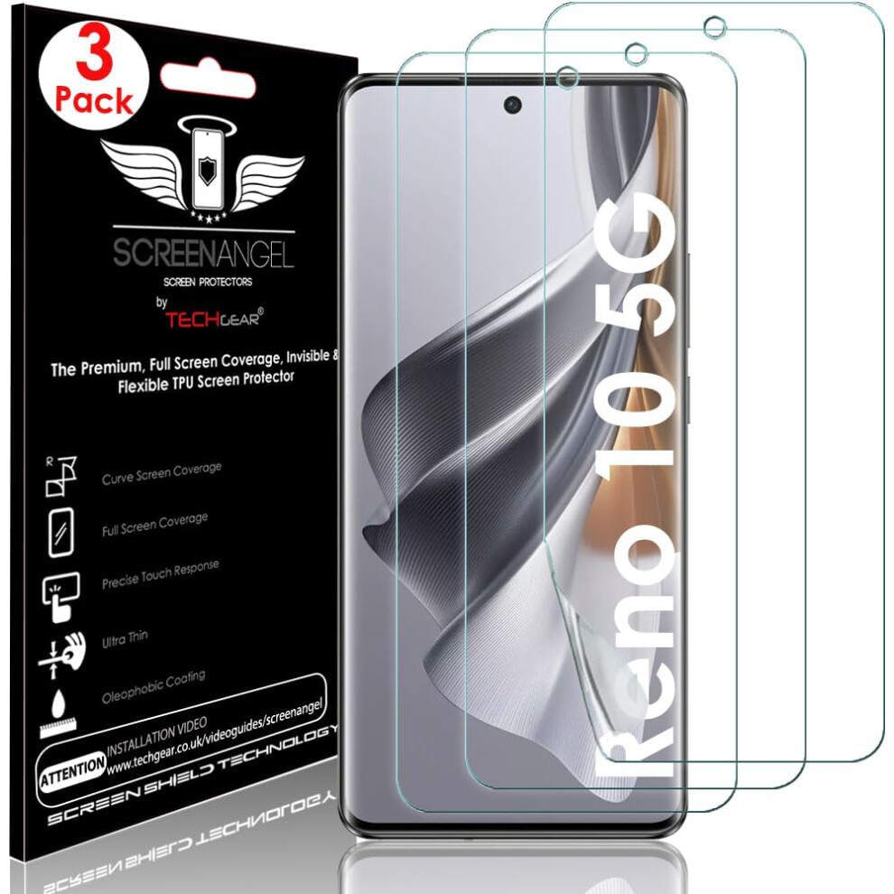 Techgear [3 Pack] Case Friendly Screen Protector [Bubble Free] [Full Screen Coverage] Hd Clear Flexible Tpu Film For Oppo Reno10 5G