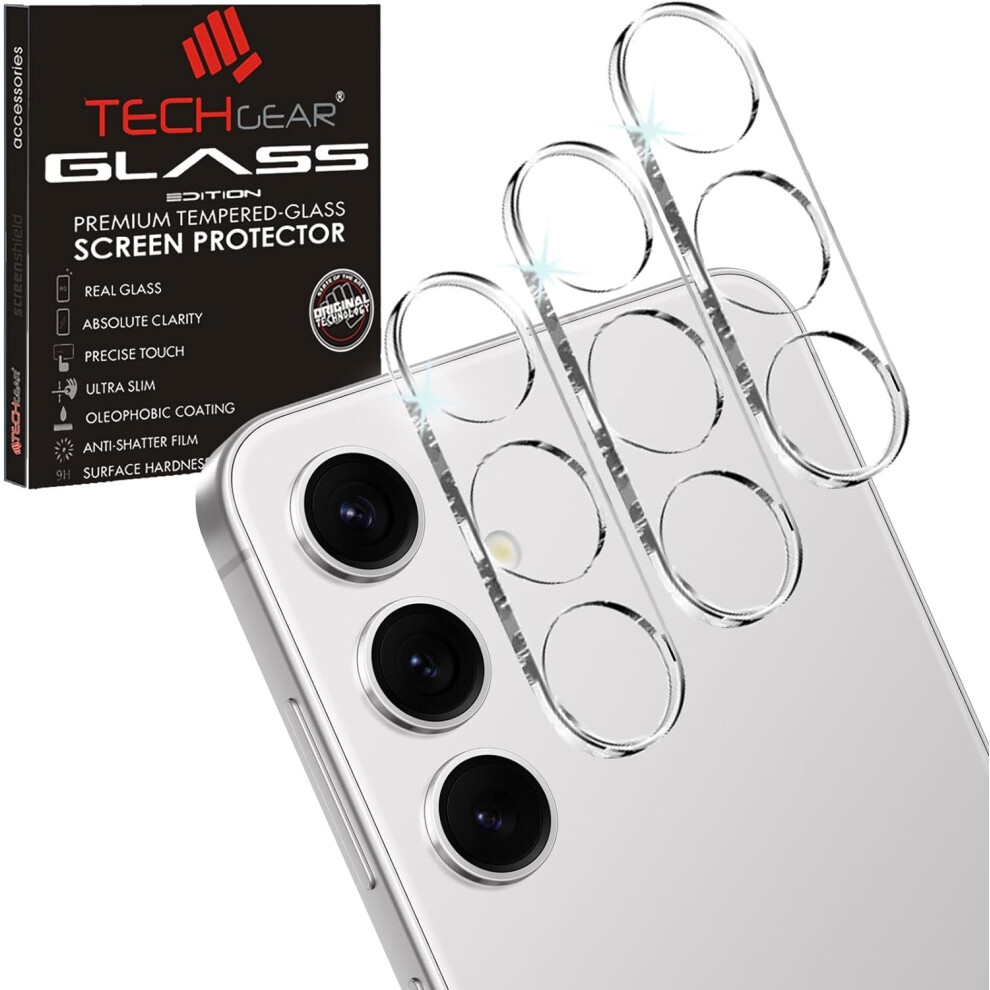 TECHGEAR for Samsung Galaxy S24 Plus Camera Lens Protector [3 Pack] FULL Lens Protectors, Scratch-Resistant Plus HD 9H Clear Tempered Glass Lens