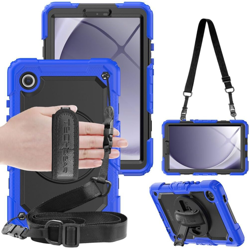 Techgear Full Body Shockproof Case With Stand, Hand & Shoulder Strap For Samsung Galaxy Tab A9 8.7" (Sm-X110 / Sm-X115)