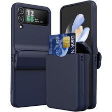Samsung Galaxy Z Flip 4 Card Holder Case [2x Card Wallet Case] Premium Hybrid Tough Rugged Protective Bumper Case [Hinge Cover]