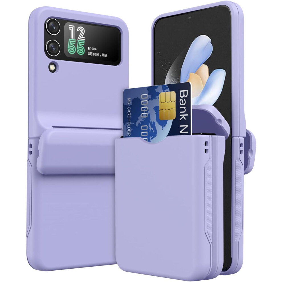 Samsung Galaxy Z Flip 4 Card Holder Case [2x Card Wallet Case] Premium Hybrid Tough Rugged Protective Bumper Case [Hinge Cover]