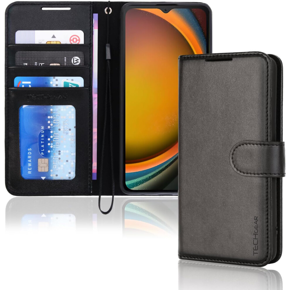 [Leather Wallet Case] Protective Cover with Cash & Card Holder, Stand and Wrist Strap For Samsung XCover 7 5G