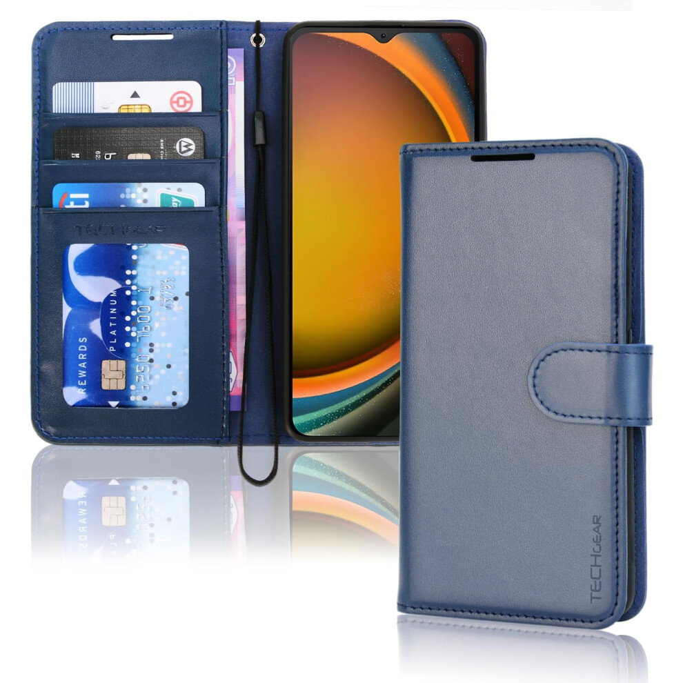 [Leather Wallet Case] Protective Cover with Cash & Card Holder, Stand and Wrist Strap For Samsung XCover 7 5G