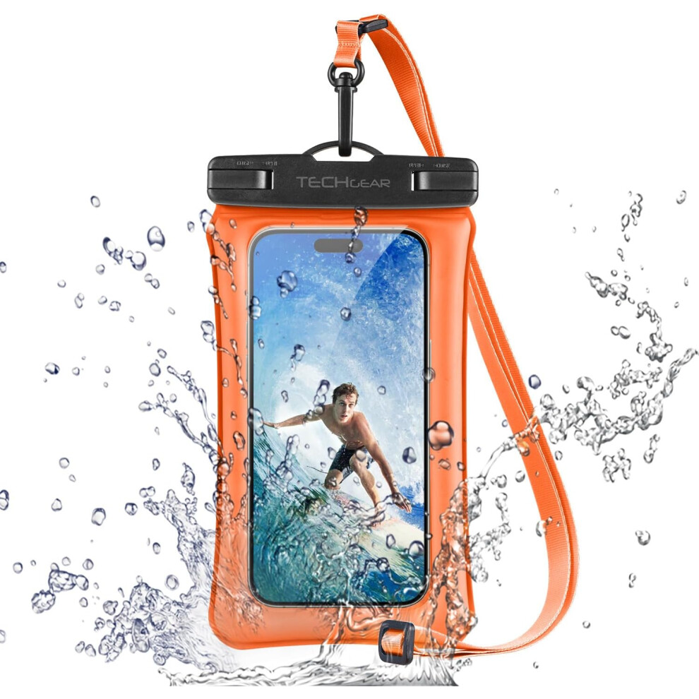 Techgear Ipx8 Floating Waterproof Phone Case For Swimming, Waterproof Phone Bag With Lanyard For Iphone 15 14 13 12 Samsung S24 S23+ A54 And More Upto 7" Phone