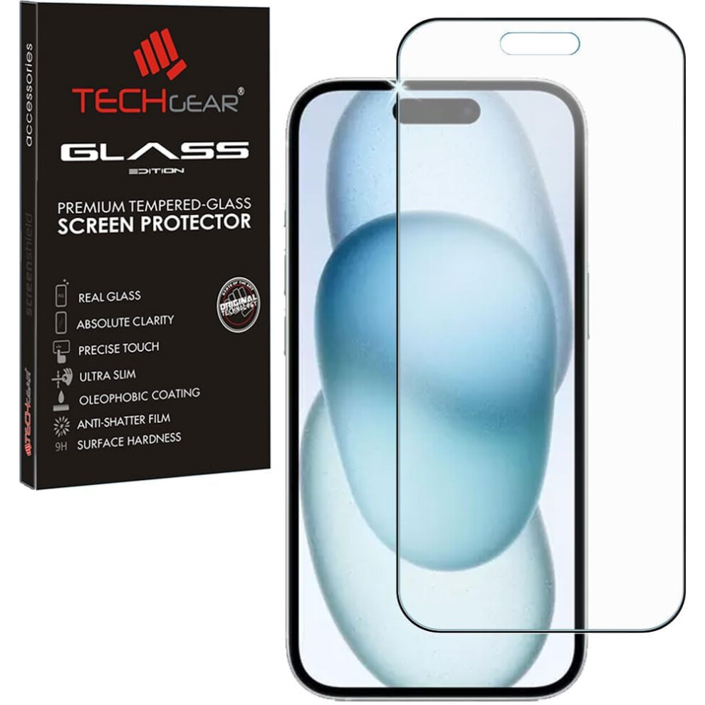 Techgear Anti Glare Screen Protector For Apple Iphone 15 - Matte 3D Glass Edition Genuine Tempered Glass Full Screen Protector Guard Cover