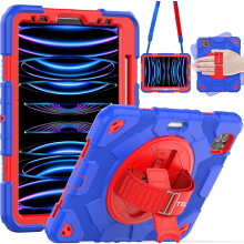 SUPE Case: Tough Shockproof 360-Degree Rotating Stand Case with Hand & Shoulder Straps for iPad Air 10.9" (4th/5th Gen) & iPad Pro 11" (2021–2022)
