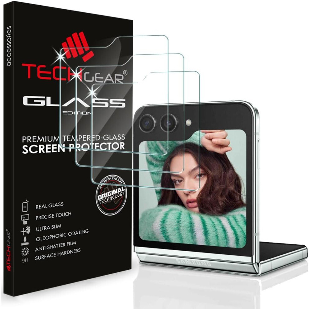 Techgear [3 Pack] Samsung Galaxy Z Flip5 Tempered Glass Screen Protectors