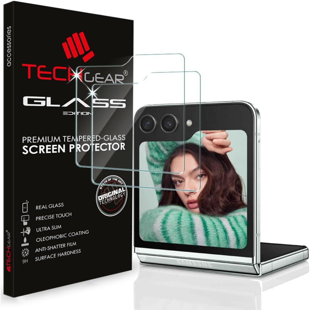 Techgear [2 Pack] Samsung Galaxy Z Flip5 Tempered Glass Screen Protectors