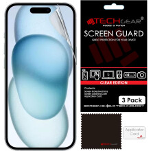 [3 Pack] Screen Protectors for iPhone 15 - CLEAR LCD Screen Protector Film Guard Covers with Cleaning Cloth & Application Card
