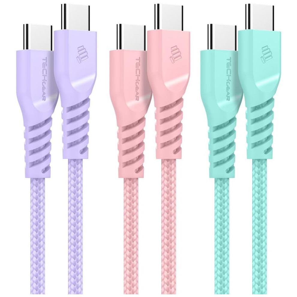 [3 Pack 1M] USB C to USB C Charger Cable 60W STRONG Cable Fast Charging Data Lead iPhone 15, iPad Pro 2022, MacBook Pro, Samsung S24/A25/A04s, Pixel 8