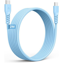 TECHGEAR USB-C to USB-C Cable 60W Fast Charge, 2M Nylon-Braided, PD/QC 4.0, 480Mbps Data - iPhone 15, MacBook Pro, Galaxy, Pixel 8
