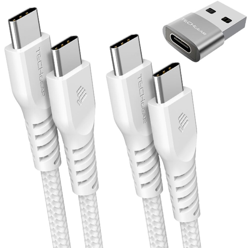 USB C to USB C Charger Cable 60W (1M+2M+Adapter) 60W STRONG Cable Fast Charging Data Lead iPhone 15, iPad Pro 2022, MacBook Pro, Samsung S24/A25s