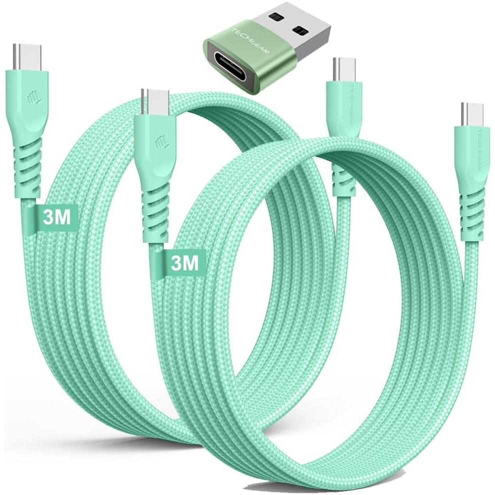 USB C to USB C Charger Cable 60W (2M+2M+Adapter) STRONG Cable Fast Charging Data Lead iPhone 15, iPad Pro 2022, MacBook Pro, Samsung S24/A14/A25