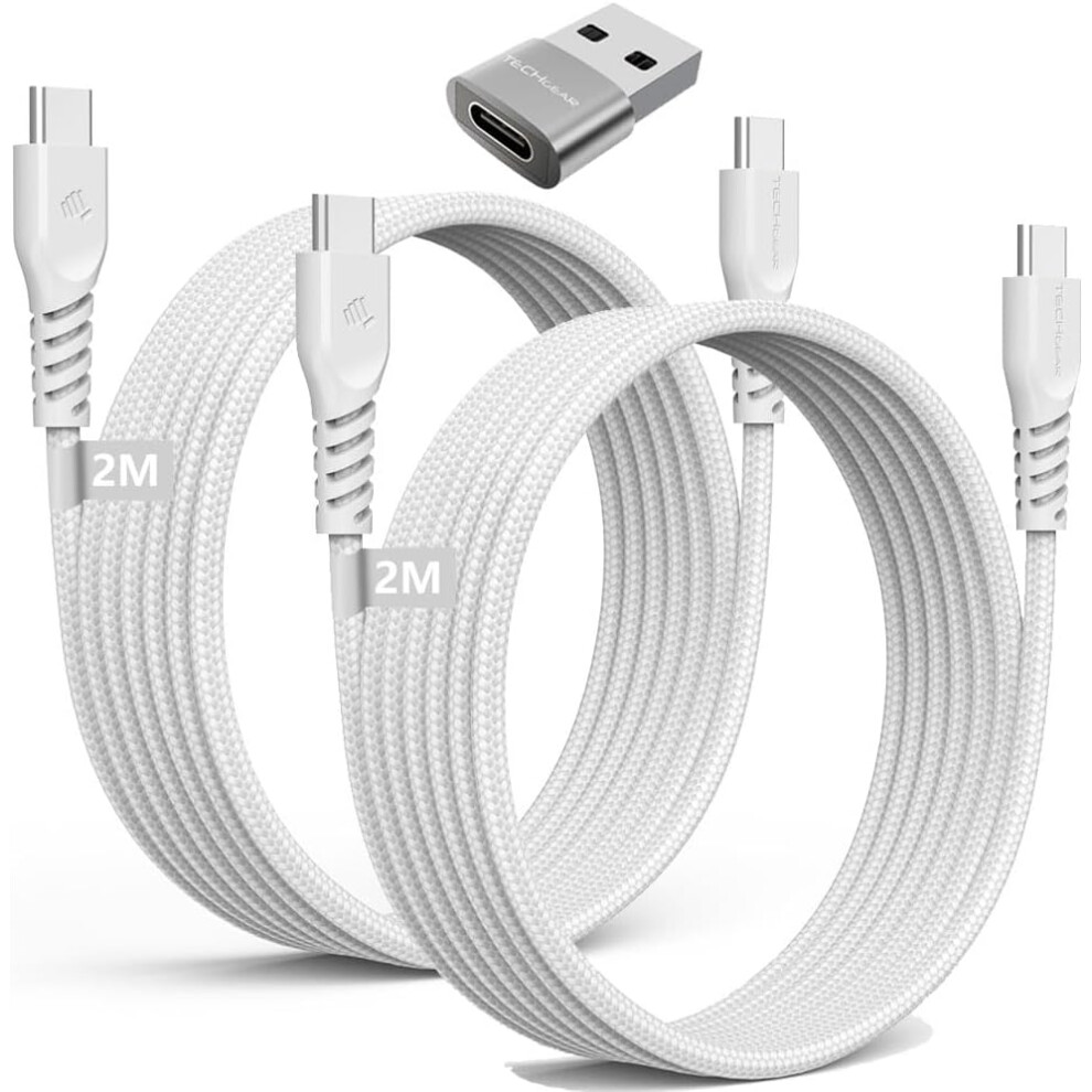 USB C to USB C Charger Cable 60W (2M+2M+Adapter) STRONG Cable Fast Charging Data Lead iPhone 15, iPad Pro 2022, MacBook Pro, Samsung S24/A14/A25