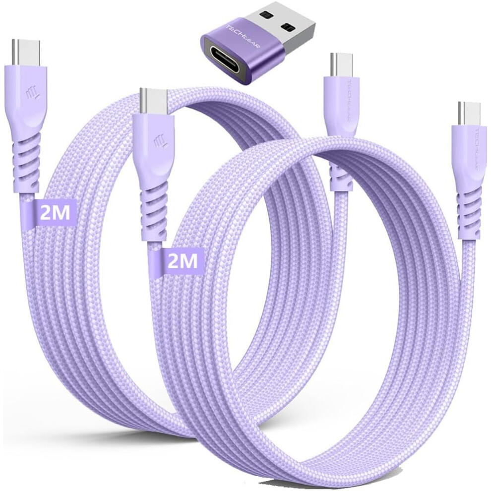 USB C to USB C Charger Cable 60W (2M+2M+Adapter) STRONG Cable Fast Charging Data Lead iPhone 15, iPad Pro 2022, MacBook Pro, Samsung S24/A14/A25