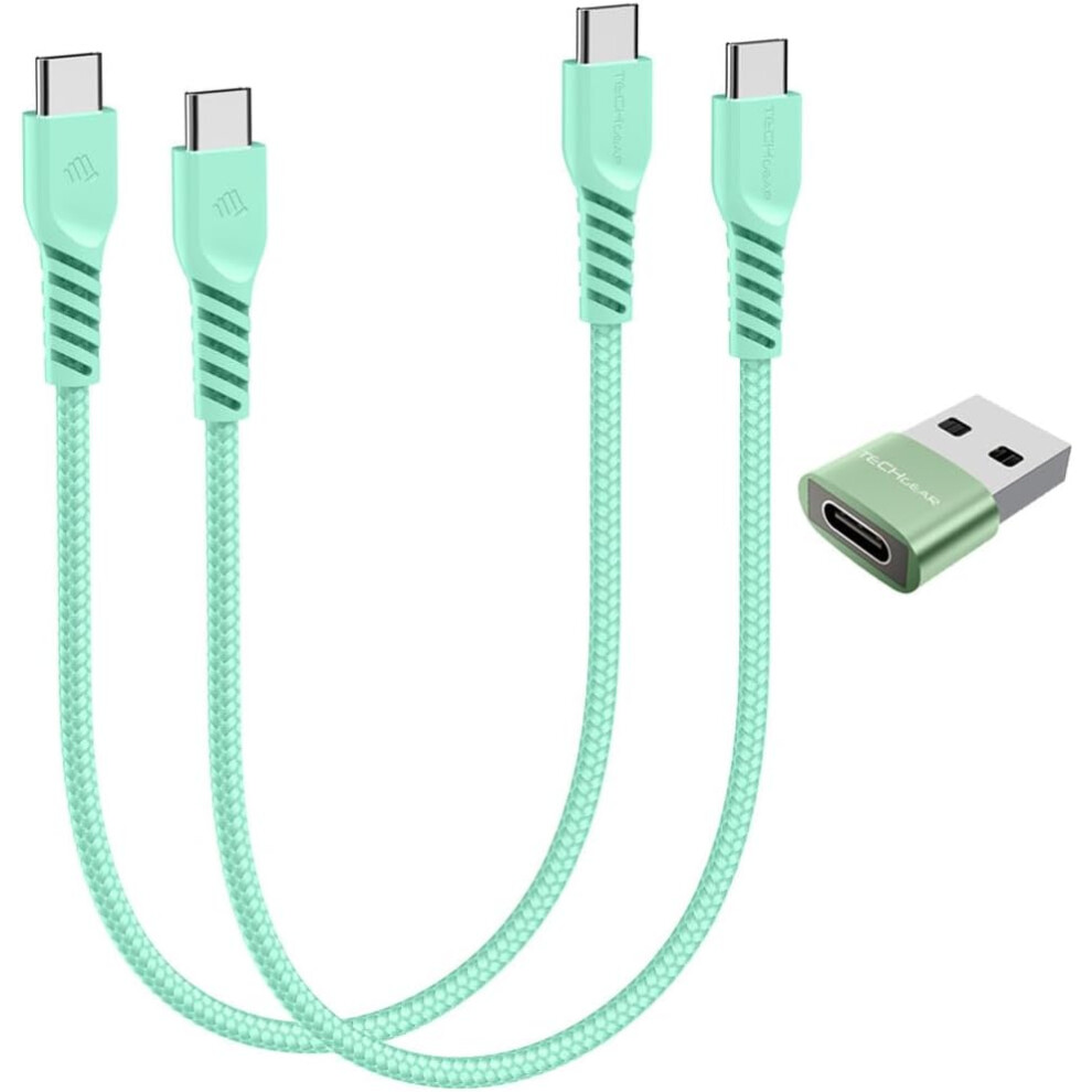 USB C to USB C Charger Cable (30CM+30CM+Adapter) 60W STRONG Cable Fast Charging Data Lead iPhone 15, iPad Pro 2022, MacBook Pro, Samsung S24/A14