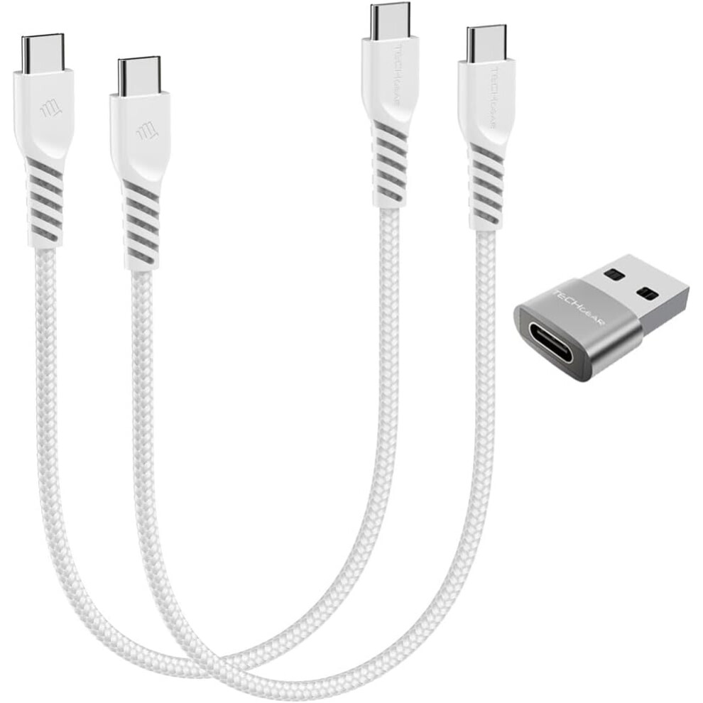 USB C to USB C Charger Cable (30CM+30CM+Adapter) 60W STRONG Cable Fast Charging Data Lead iPhone 15, iPad Pro 2022, MacBook Pro, Samsung S24/A14