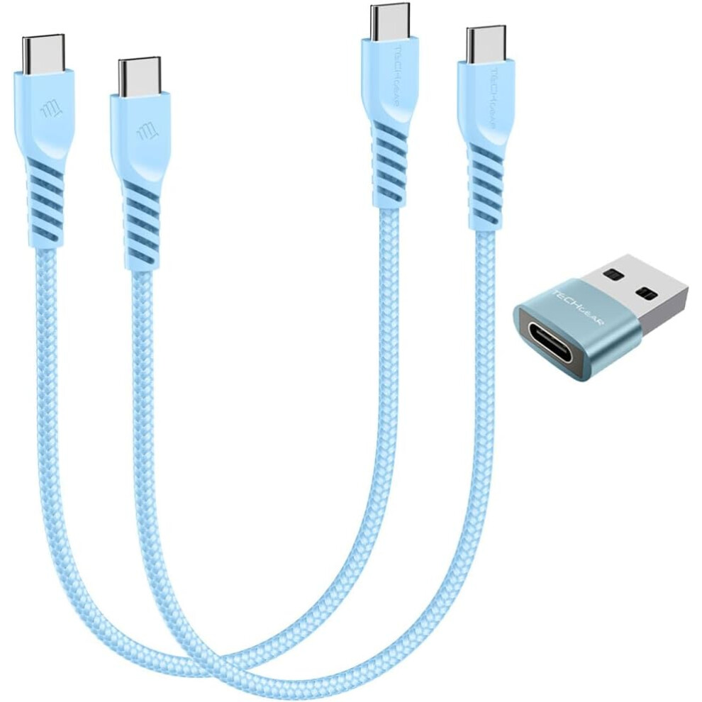 USB C to USB C Charger Cable (30CM+30CM+Adapter) 60W STRONG Cable Fast Charging Data Lead iPhone 15, iPad Pro 2022, MacBook Pro, Samsung S24/A14