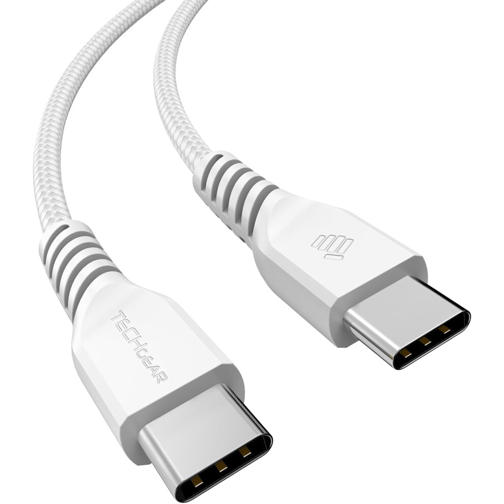 Techgear Usb C To Usb C Charger Cable 60W Strong Fast Charging Type C Data Lead For Iphone 15, Ipad Pro 12.9, Macbook Pro, Samsung S24/S22/A04s, Pixel 8 [30Cm]