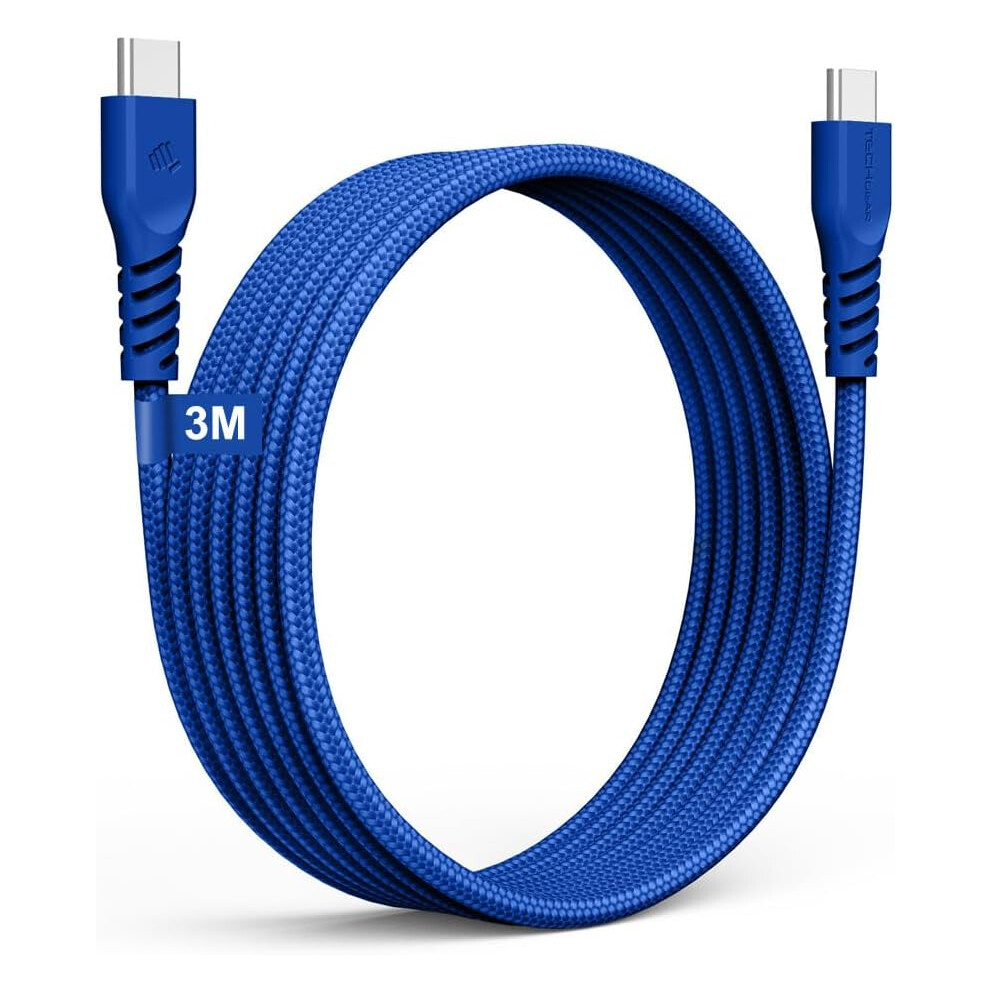 Techgear Usb C To Usb C Charger Cable 60W Strong Fast Charging Type C Data Lead For Iphone 15, Ipad Pro 12.9, Macbook Pro, Samsung S24/S22/A04s, Pixel 8 [3M]