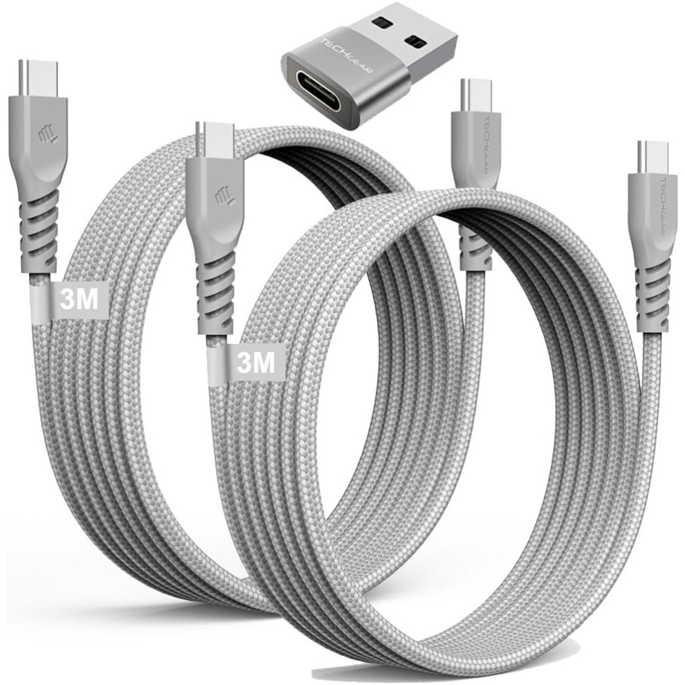 USB C to USB C Charger Cable 60W (3M+3M+Adapter) STRONG Cable Fast Charging Data Lead iPhone 15, iPad Pro 12.9 2022, MacBook Pro, Samsung S24/A25/A14