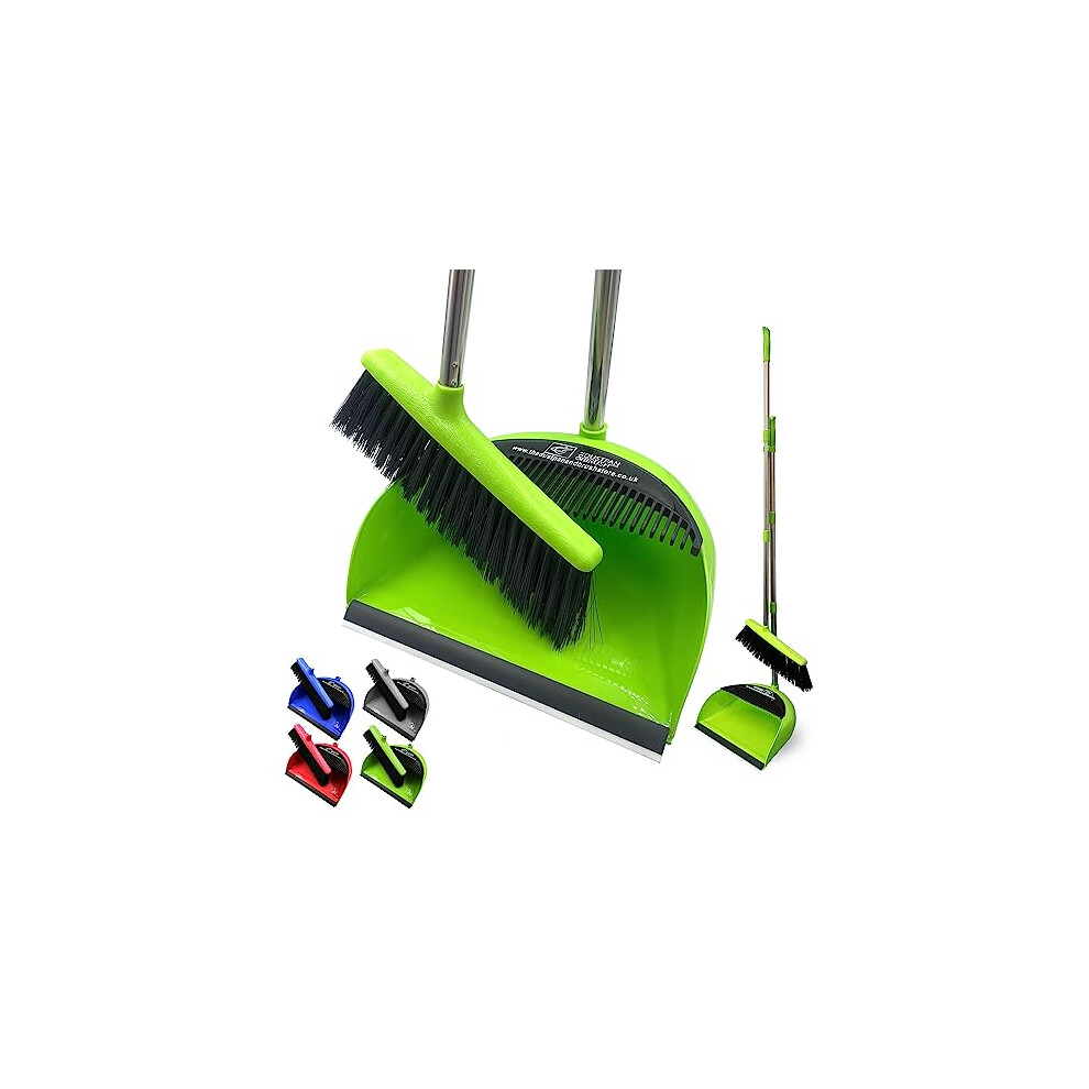 Long Handled Dustpan and Brush Set Lobby Dust Pan with Long Handle Sweeping Broom (Green)