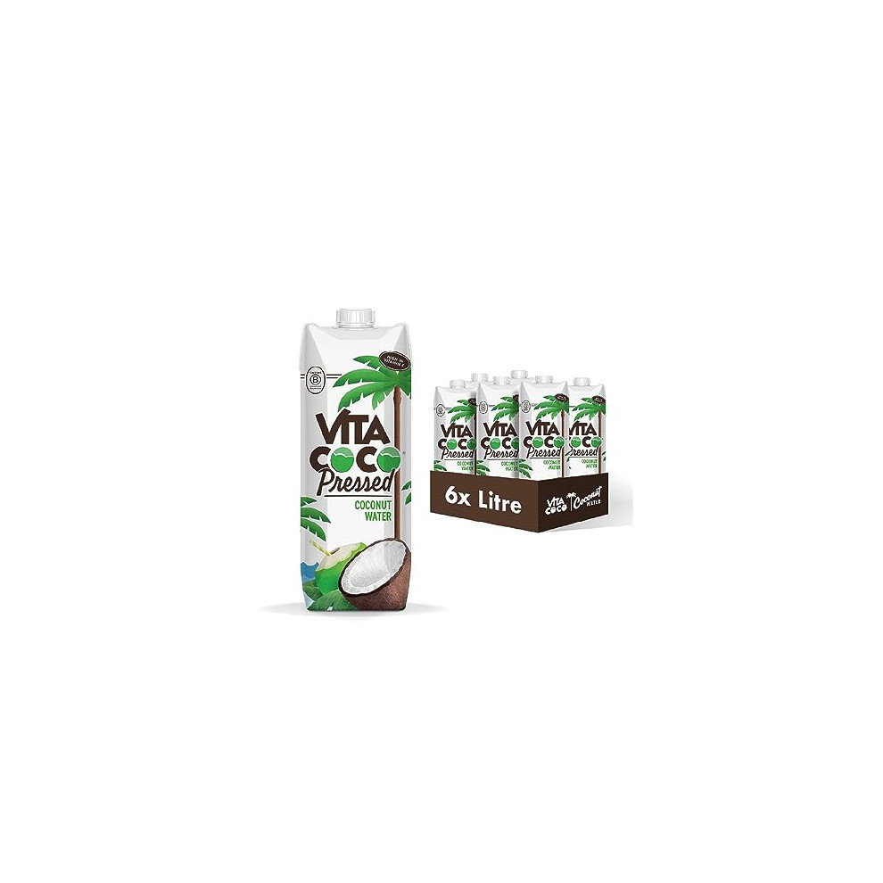 Vita Coco Pressed Coconut Water 1L x 6, Naturally Hydrating, Coconut Taste, Packed With Electrolytes, Gluten Free, Full Of Vitamin C & Potassium,