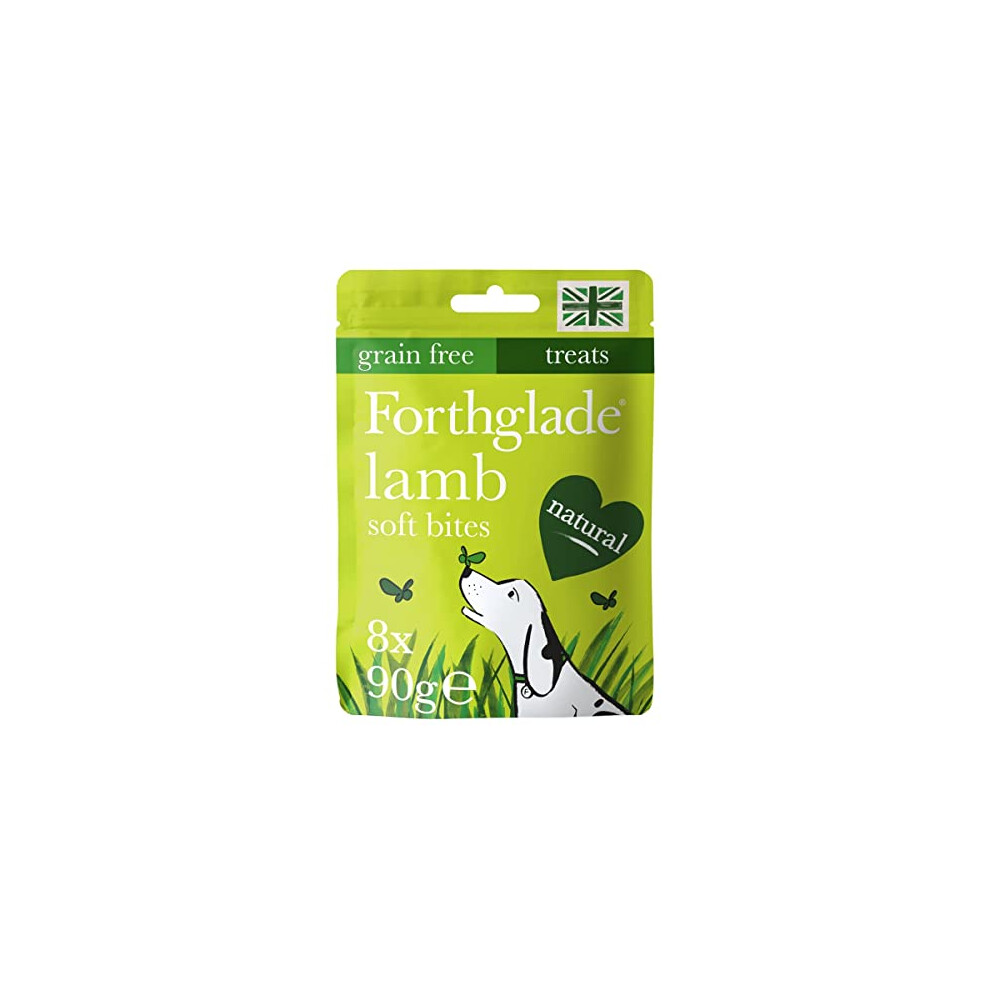 Forthglade Natural Dog Treats - Grain Free Soft Bites Lamb (8 x 90g) Resealable Bags