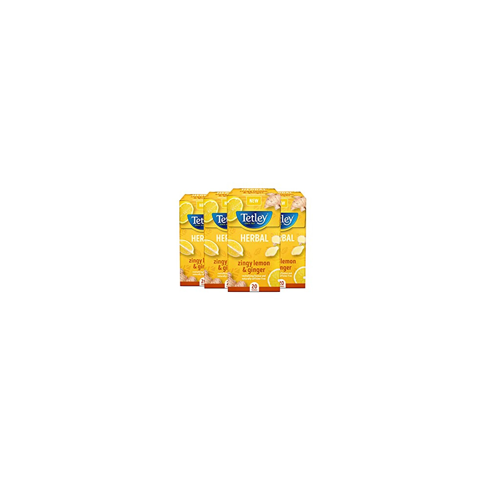 Tetley Zingy Lemon & Ginger Pack of 4 Boxes 80 Teabags