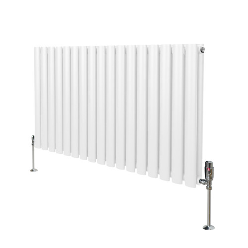 MonsterShop (600mm x 1020mm, White) Oval Column Designer Radiator & TRV Valves