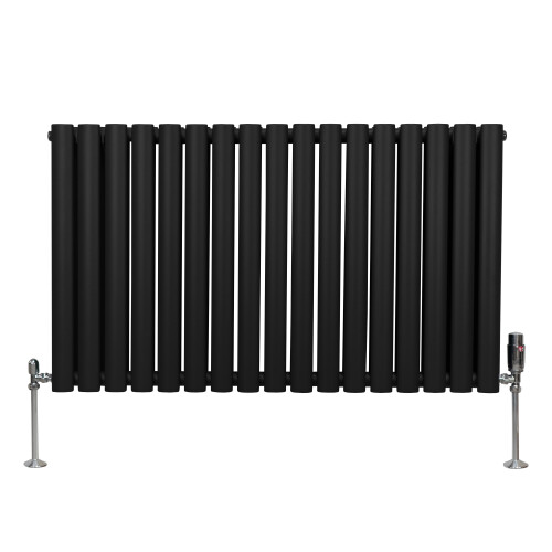 Οβάλ καλοριφέρ και βαλβίδες στήλης - 600 mm x 1020 mm - μαύρο 2