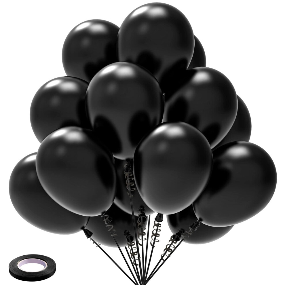 Black Balloons Kelfara Party Balloons 100 Pcs 12 Inch Black Latex Balloons for Birthday Weddings Anniversary Graduation Black Theme Party Decorations