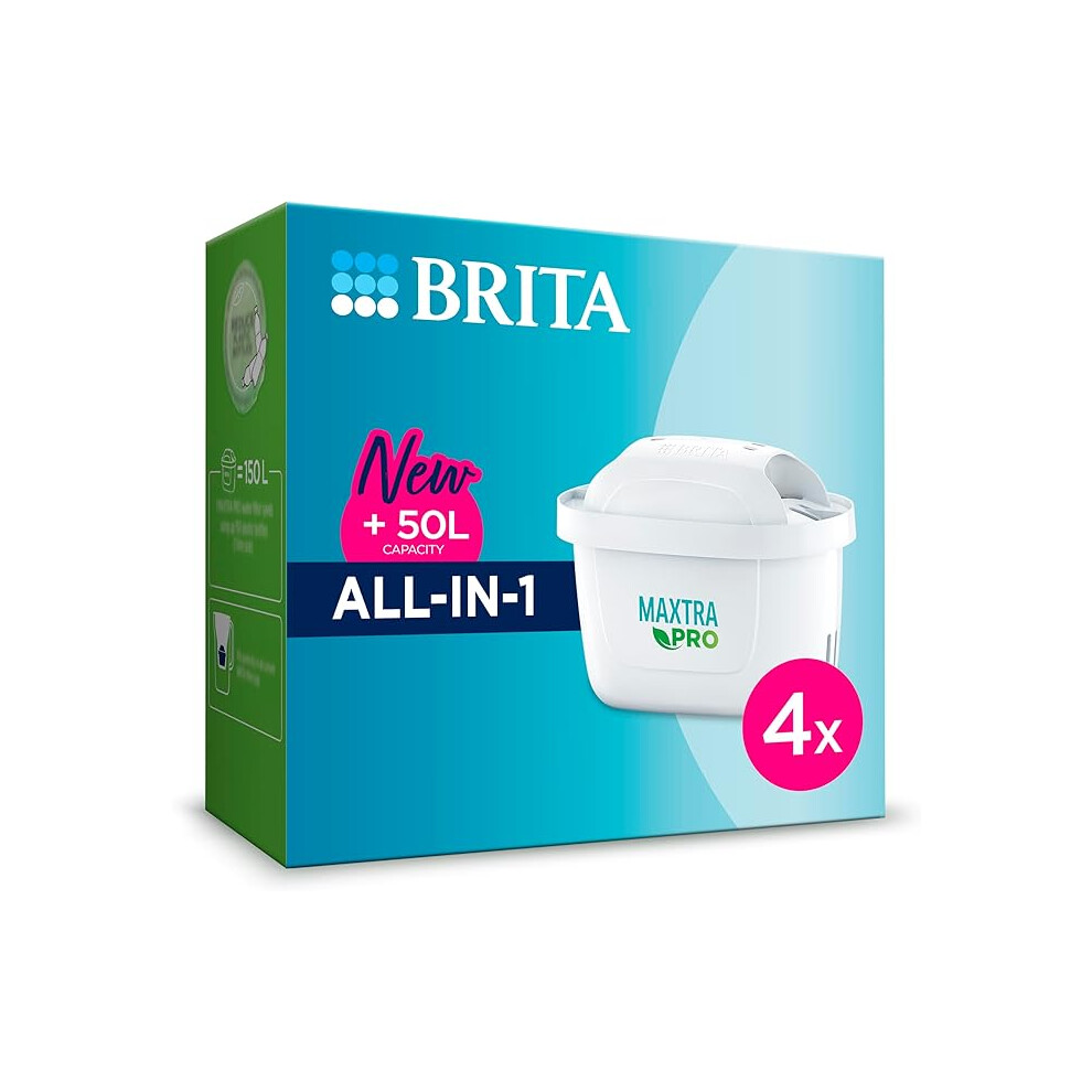 BRITA MAXTRA PRO All In One Water Filter Cartridge4Pack Original BRITA reducing impurities chlorine pesticides limescale tap water better taste White