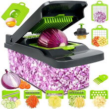 VZOXL 15 in 1 Vegetable Chopper, Newest Design Onion Chopper,Multifunctional Chopper Vegetable Cutter, Salad Chopper Professional Food Chopper for
