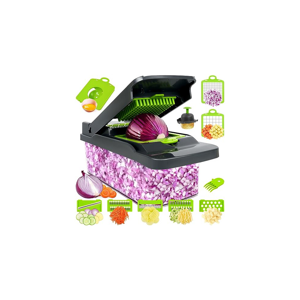 VZOXL 15 in 1 Vegetable Chopper, Newest Design Onion Chopper,Multifunctional Chopper Vegetable Cutter, Salad Chopper Professional Food Chopper for